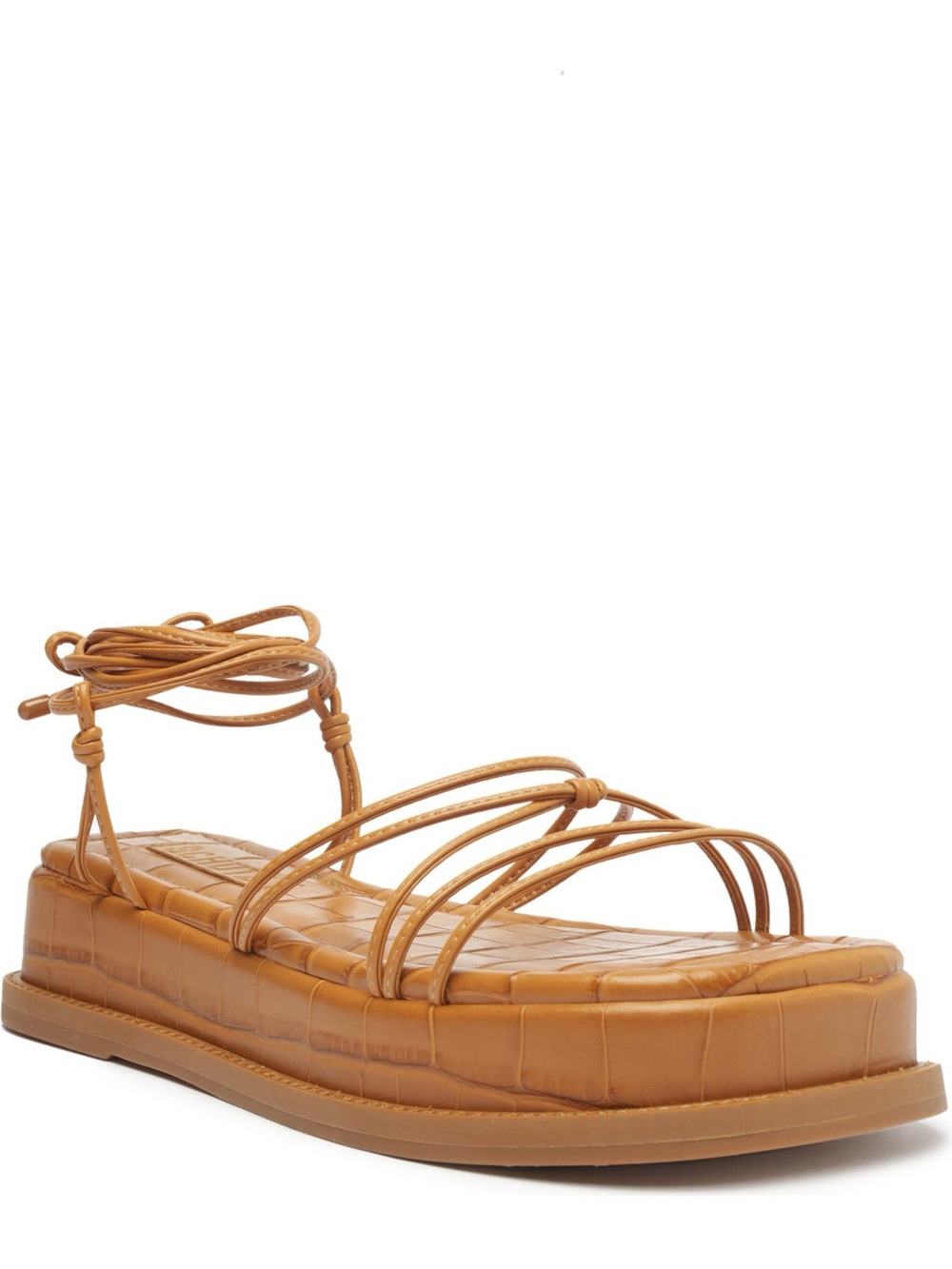 SCHUTZ Tan Strappy Lace-Up Platform Sandal